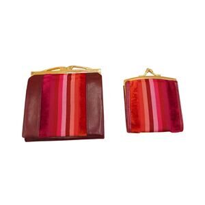 Vtg Rosenfeld Matching Coin Purses Made in Italy Mod Stripe Kiss Lock Clutch Set